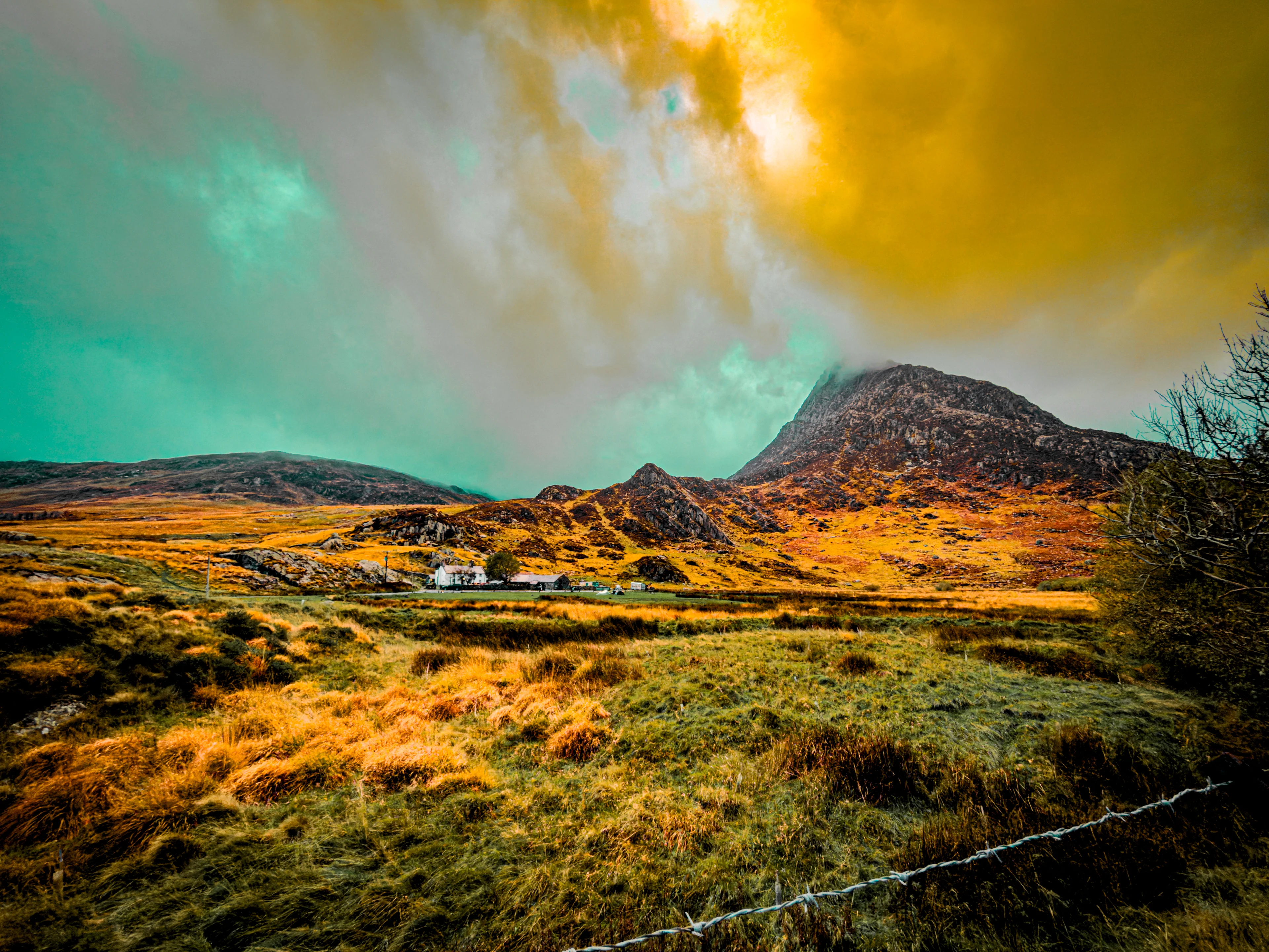 mountain landscape beneath a dramatic autumn sky in north wales